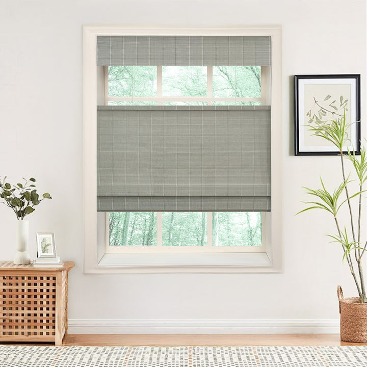 Nomi No-Drill Woven Bamboo Blinds & Shades Top Down Bottom Up | Grayish Blue