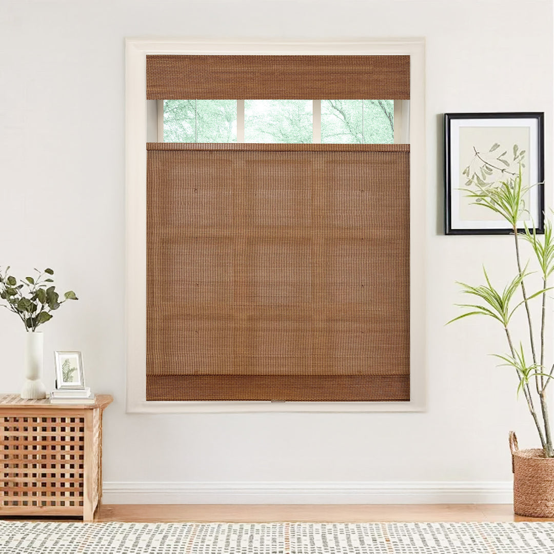 Nomi No-Drill Woven Bamboo Blinds & Shades Top Down Bottom Up | Brown