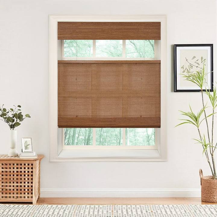 Nomi No-Drill Woven Bamboo Blinds & Shades Top Down Bottom Up | Brown