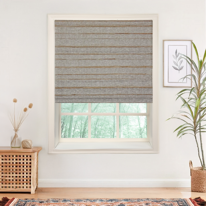 Natural Jute & Hemp No-Drill Roman Blinds & Shades | Black Gold