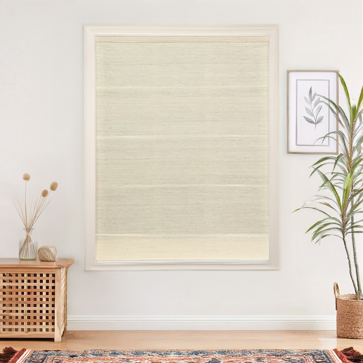 Natural Jute & Hemp No-Drill Roman Blinds & Shades | Coconut White