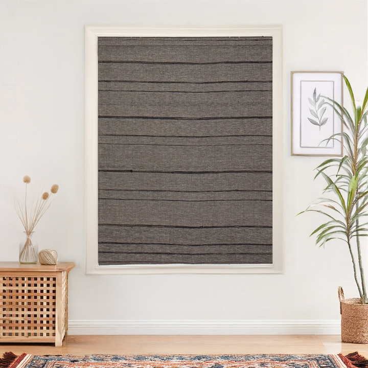 Natural Jute & Hemp No-Drill Roman Blinds & Shades | Black Gray