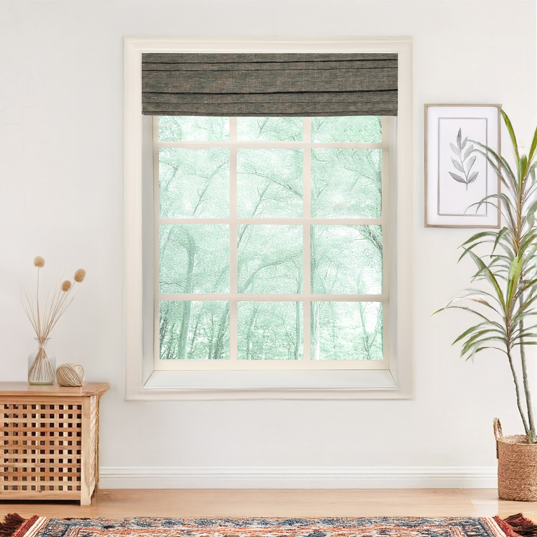 Natural Jute & Hemp No-Drill Roman Blinds & Shades Top Down Bottom Up | Black Gray
