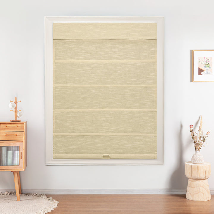 Jenna Linen No-Drill Roman Shades & Blinds | Top Down Bottom Up