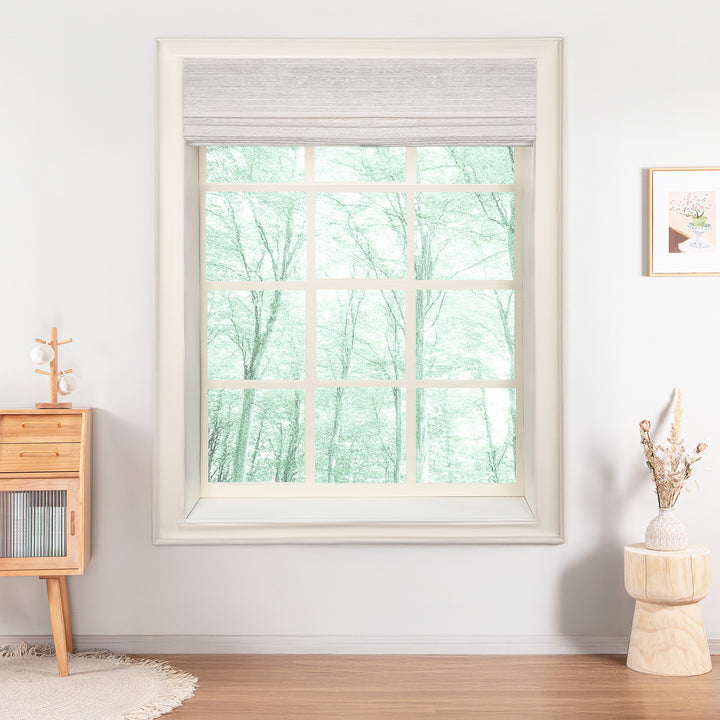 Ramie Woven Bamboo No-Drill Blinds & Shades Top Down Bottom Up | Beige White