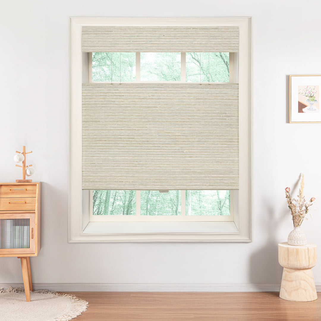 Ramie Woven Bamboo Blinds & Shades Top Down Bottom Up | Marble White