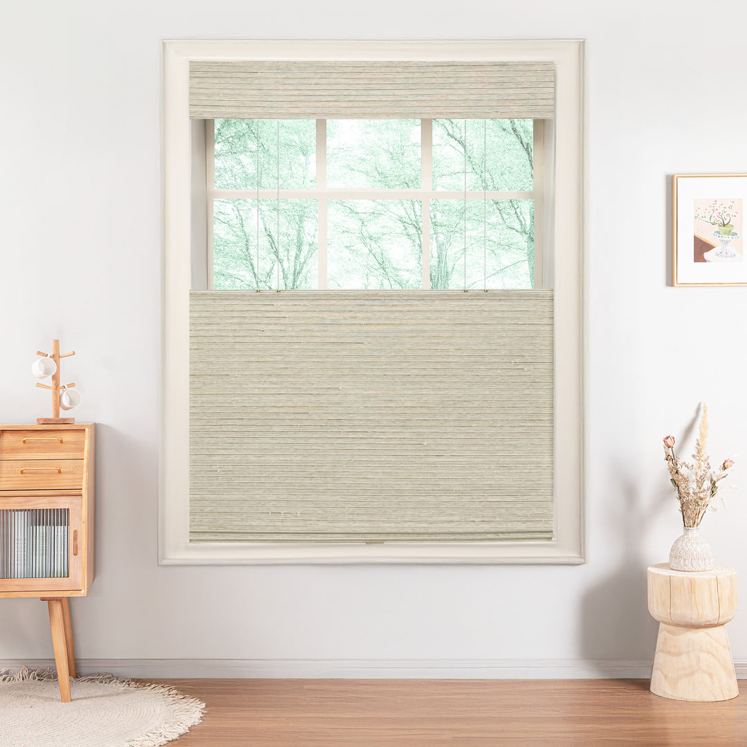 Ramie Woven Bamboo Blinds & Shades Top Down Bottom Up | Marble White