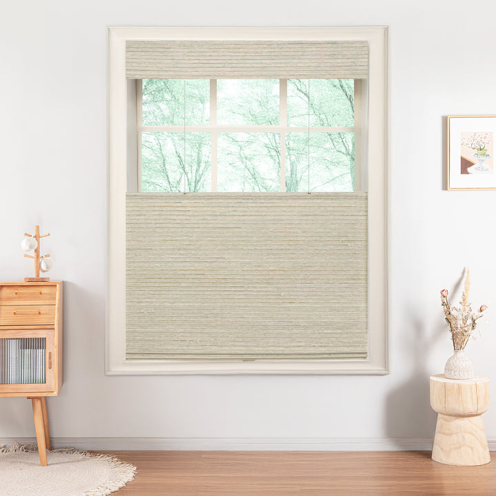 Ramie Woven Bamboo Blinds & Shades Top Down Bottom Up | Marble White