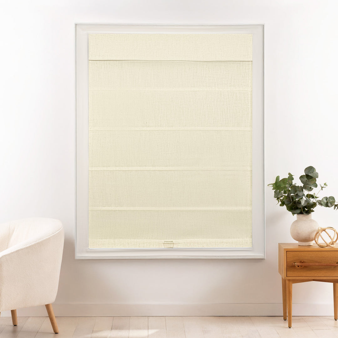 Liz Linen Herringbone Roman Shades & Blinds | Top Down Bottom Up
