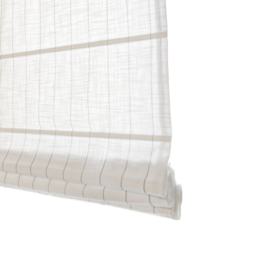 Vivienne Plaid Striped Linen Roman Shades & Blinds for French Door