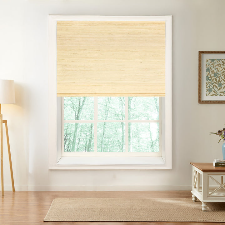 Natural Jute & Hemp No-Drill Roman Blinds & Shades | Oatmeal Yellow