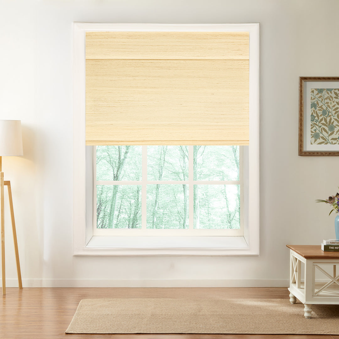 Natural Jute & Hemp No-Drill Blinds & Shades Top Down Bottom Up | Oatmeal Yellow