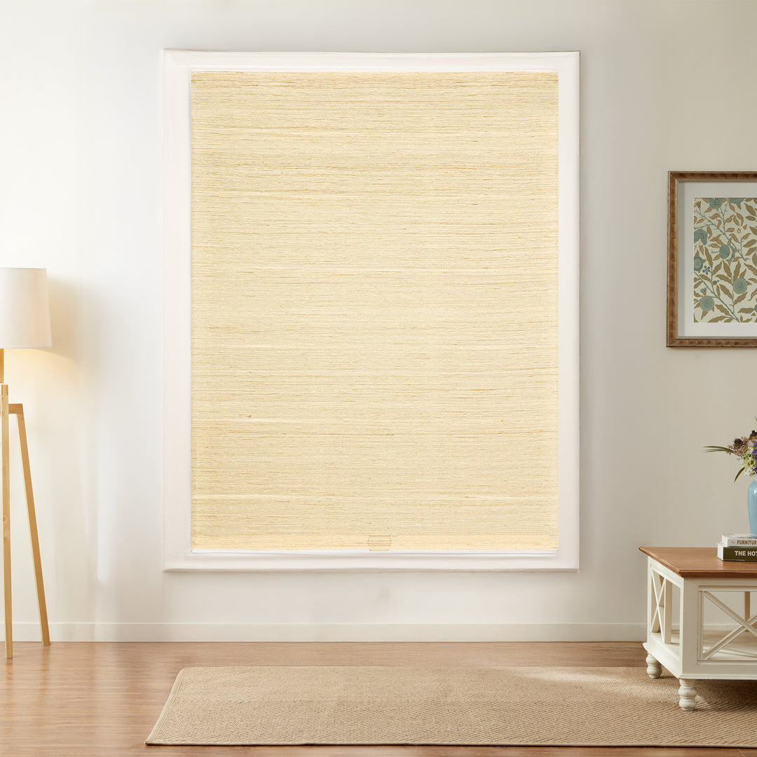 Natural Jute & Hemp No-Drill Roman Blinds & Shades | Oatmeal Yellow
