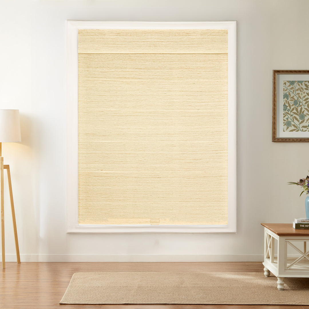 Natural Jute & Hemp No-Drill Blinds & Shades Top Down Bottom Up | Oatmeal Yellow