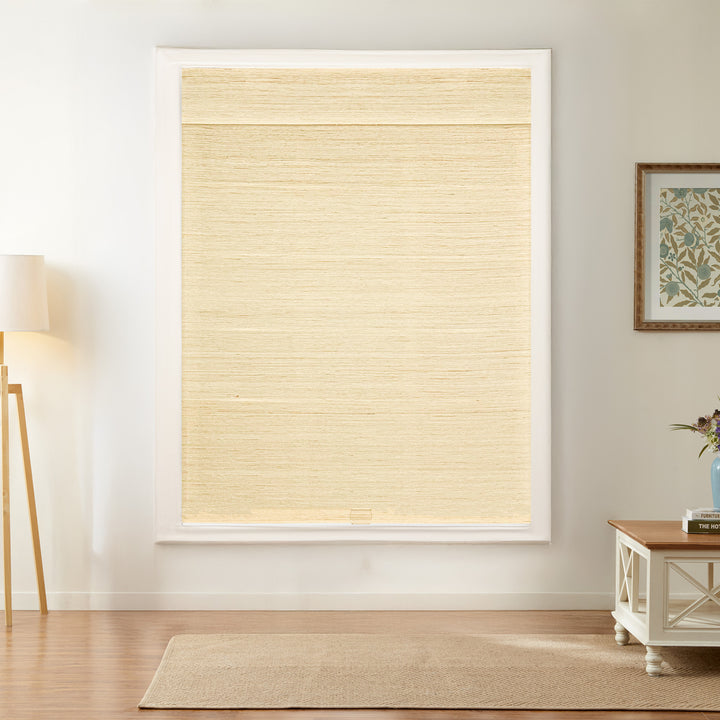 Natural Jute & Hemp No-Drill Blinds & Shades Top Down Bottom Up | Oatmeal Yellow