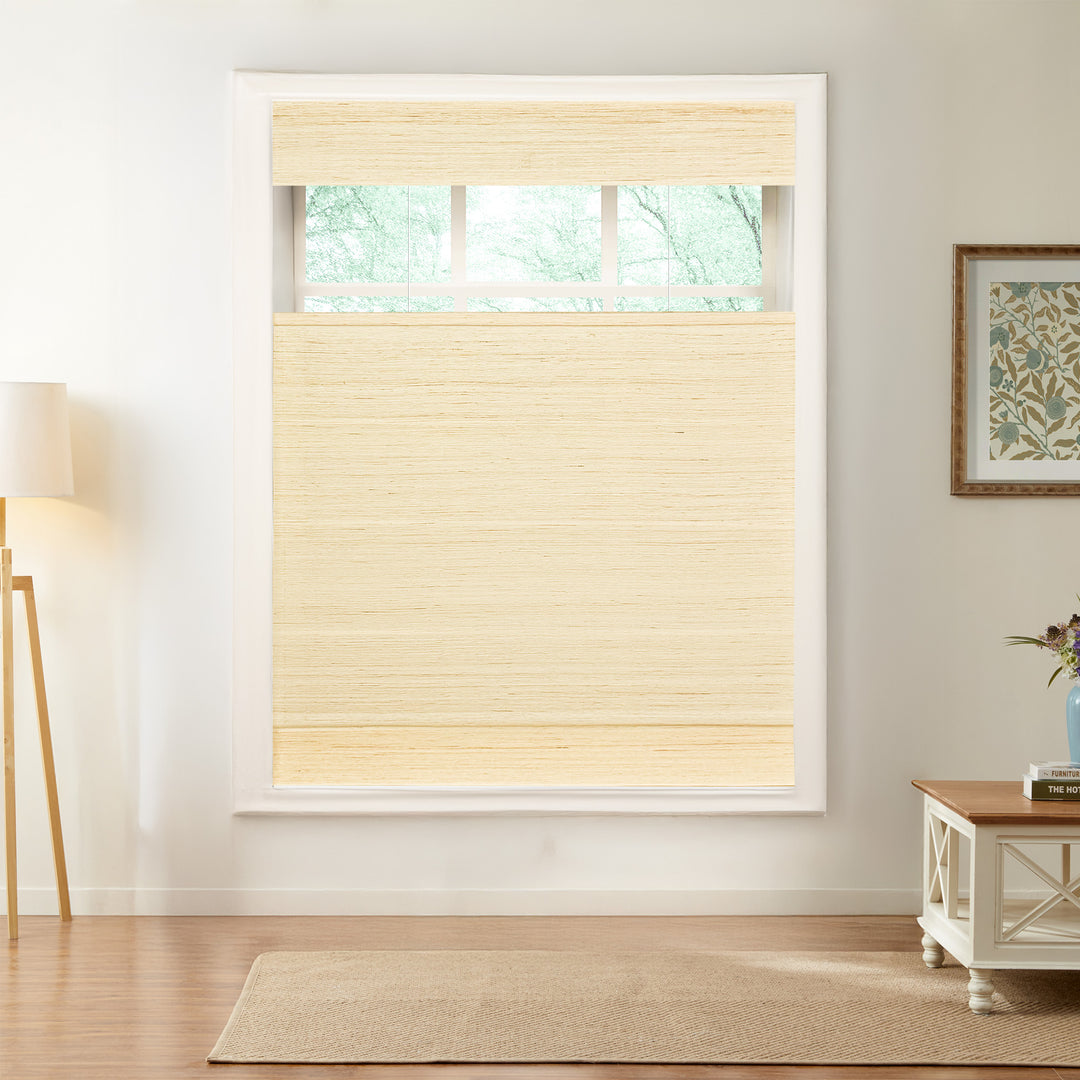 Natural Jute & Hemp No-Drill Blinds & Shades Top Down Bottom Up | Oatmeal Yellow