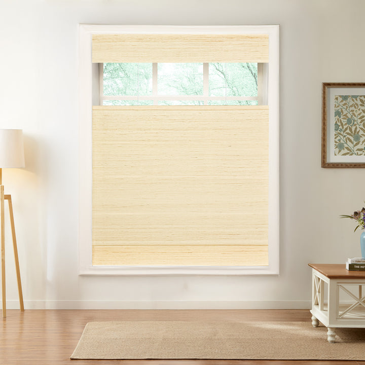 Natural Jute & Hemp No-Drill Blinds & Shades Top Down Bottom Up | Oatmeal Yellow