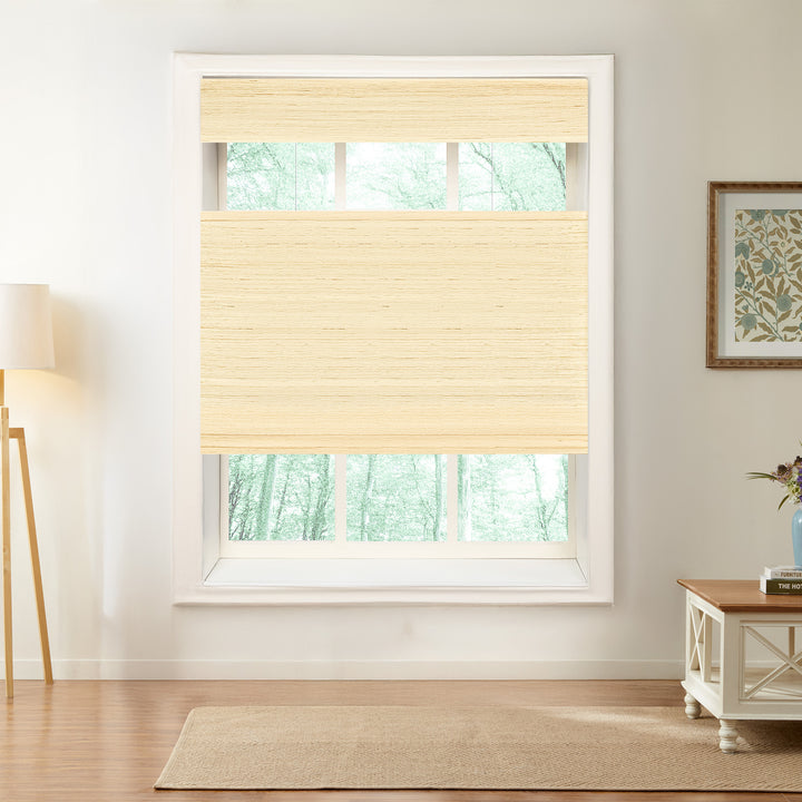 Natural Jute & Hemp No-Drill Blinds & Shades Top Down Bottom Up | Oatmeal Yellow