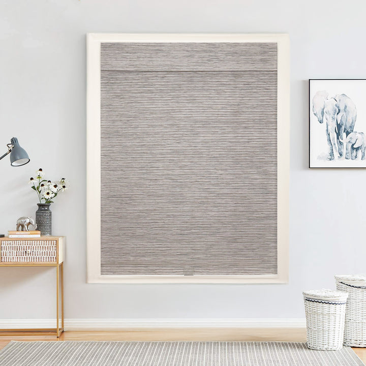 Natural Jute & Hemp No-Drill Roman Blinds & Shades Top Down Bottom Up | Sesame Gray