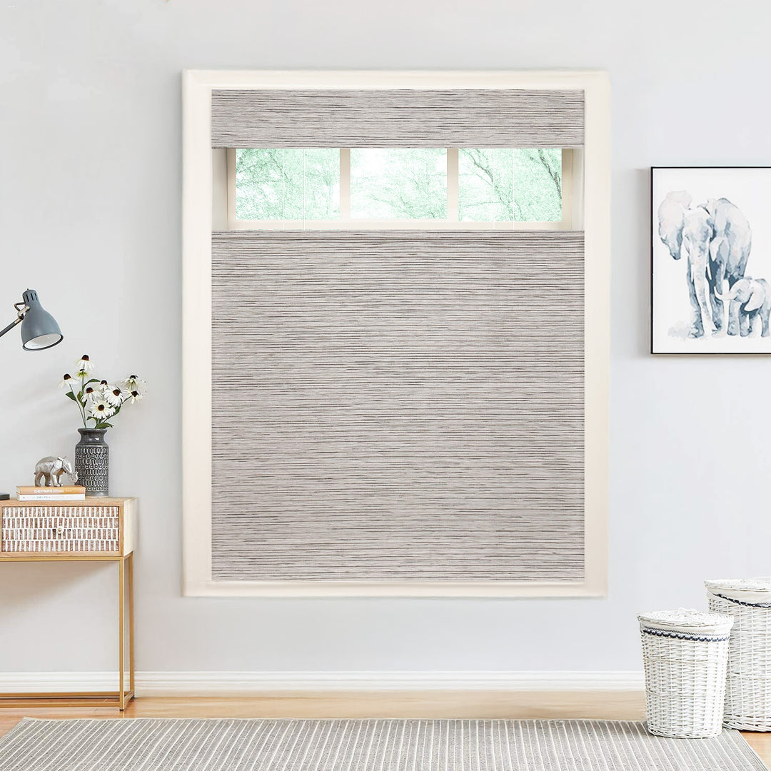 Natural Jute & Hemp No-Drill Roman Blinds & Shades Top Down Bottom Up | Sesame Gray