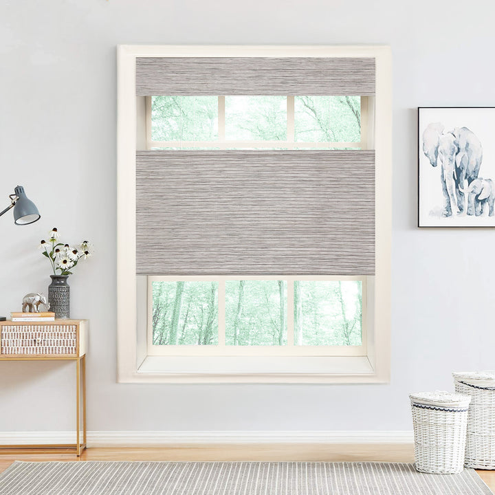 Natural Jute & Hemp No-Drill Roman Blinds & Shades Top Down Bottom Up | Sesame Gray