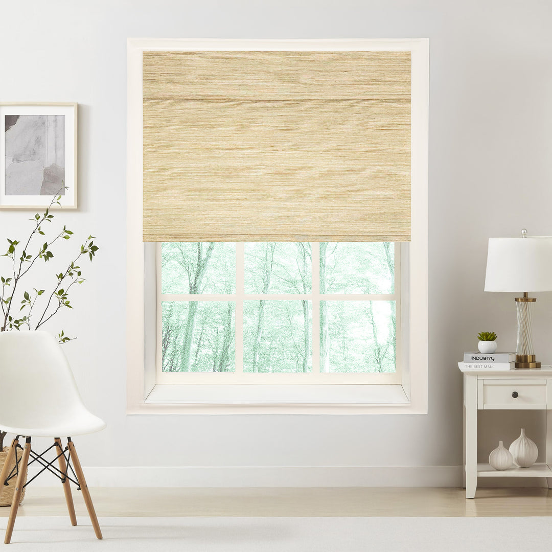 Natural Jute & Hemp No-Drill Roman Blinds & Shades Top Down Bottom Up | Ginkgo