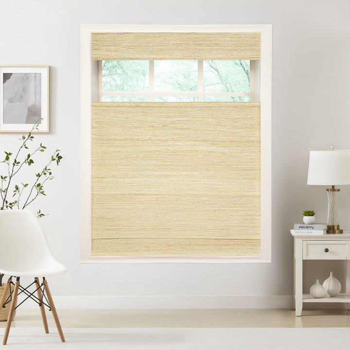 Natural Jute & Hemp No-Drill Roman Blinds & Shades Top Down Bottom Up | Ginkgo