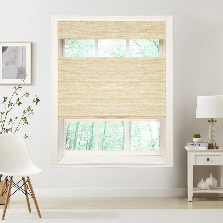 Natural Jute & Hemp No-Drill Roman Blinds & Shades Top Down Bottom Up | Ginkgo