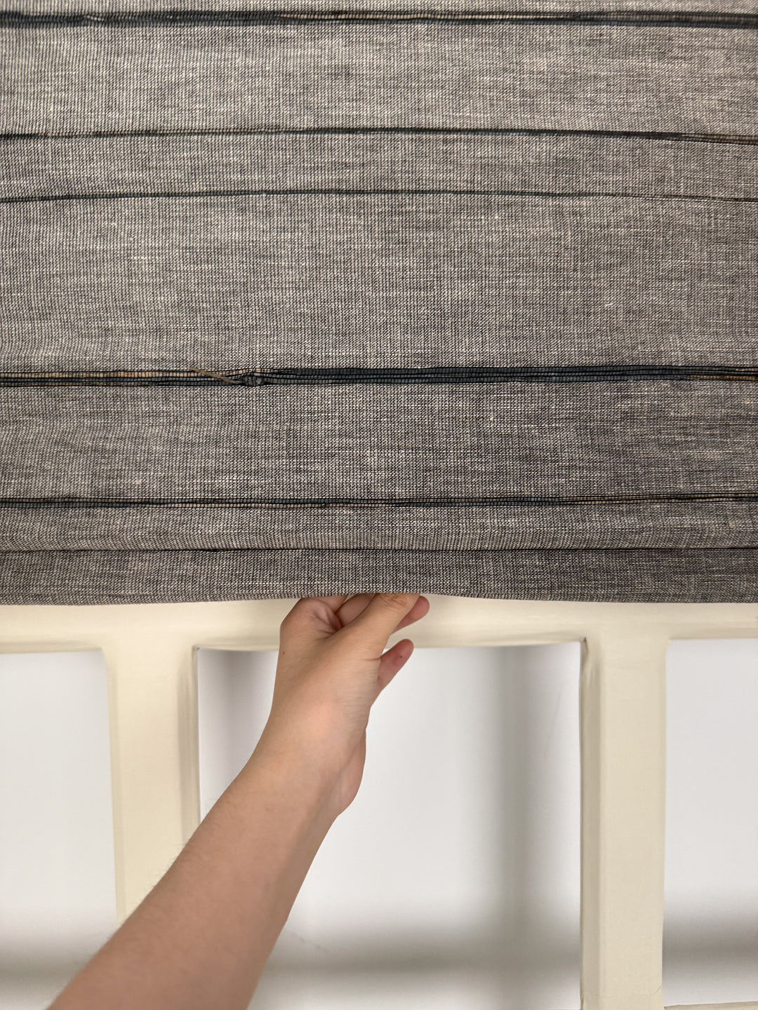 Natural Jute & Hemp No-Drill Roman Blinds & Shades Top Down Bottom Up | Black Gray
