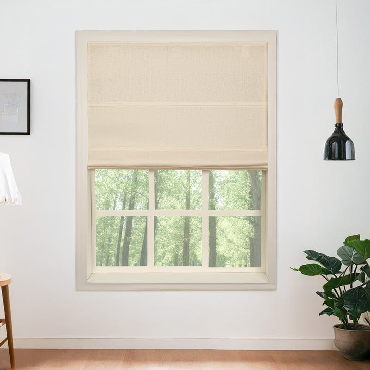 Belgian Flax Linen No-Drill Roman Shades & Blinds | Fold