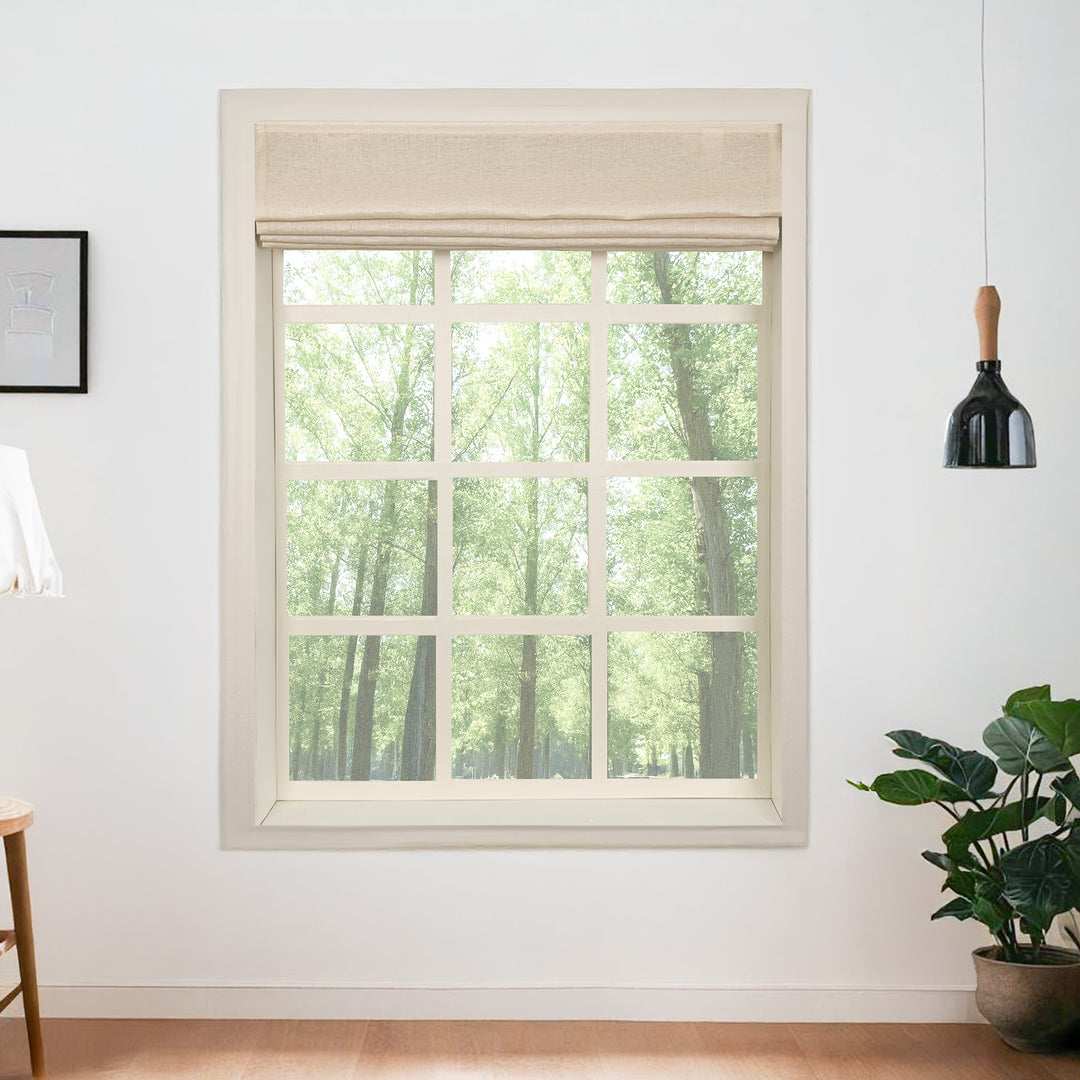 Belgian Flax Linen Roman Shades & Blinds | Plain Fold