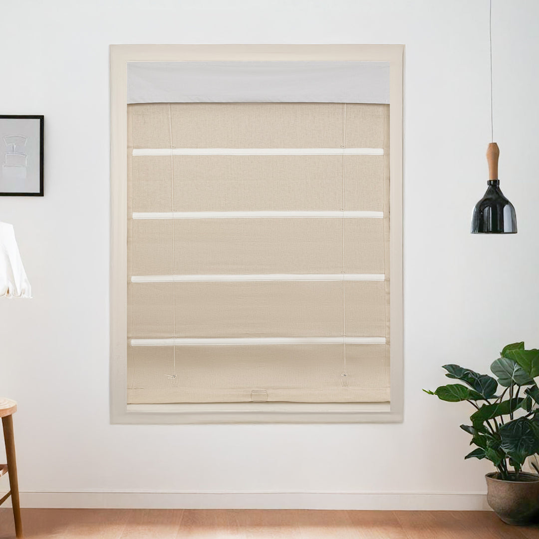 Belgian Flax Linen Roman Shades & Blinds | Plain Fold
