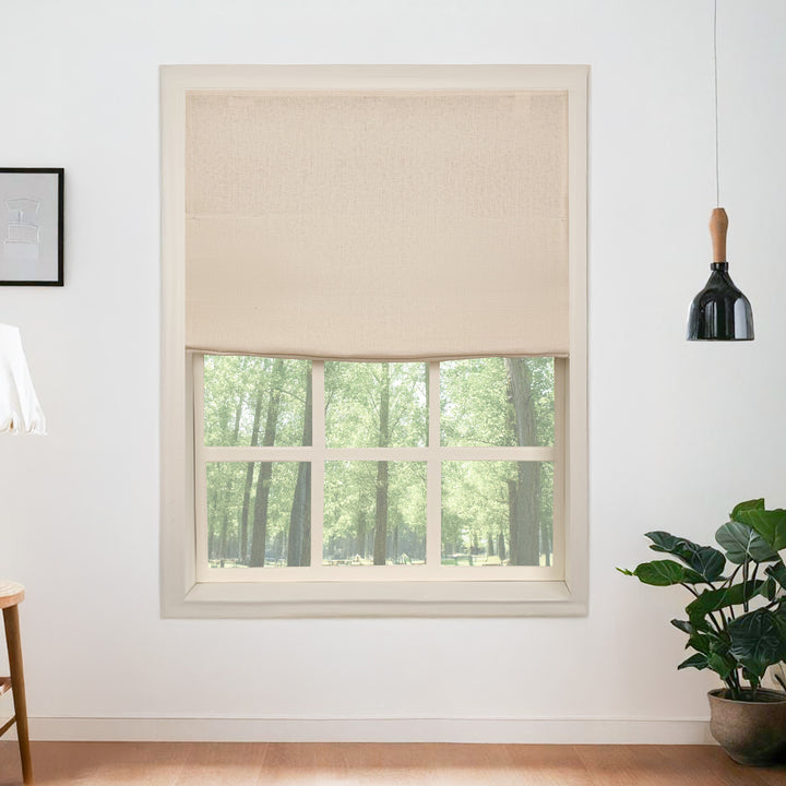 Belgian Flax Linen No-Drill Roman Shades & Blinds | Fold