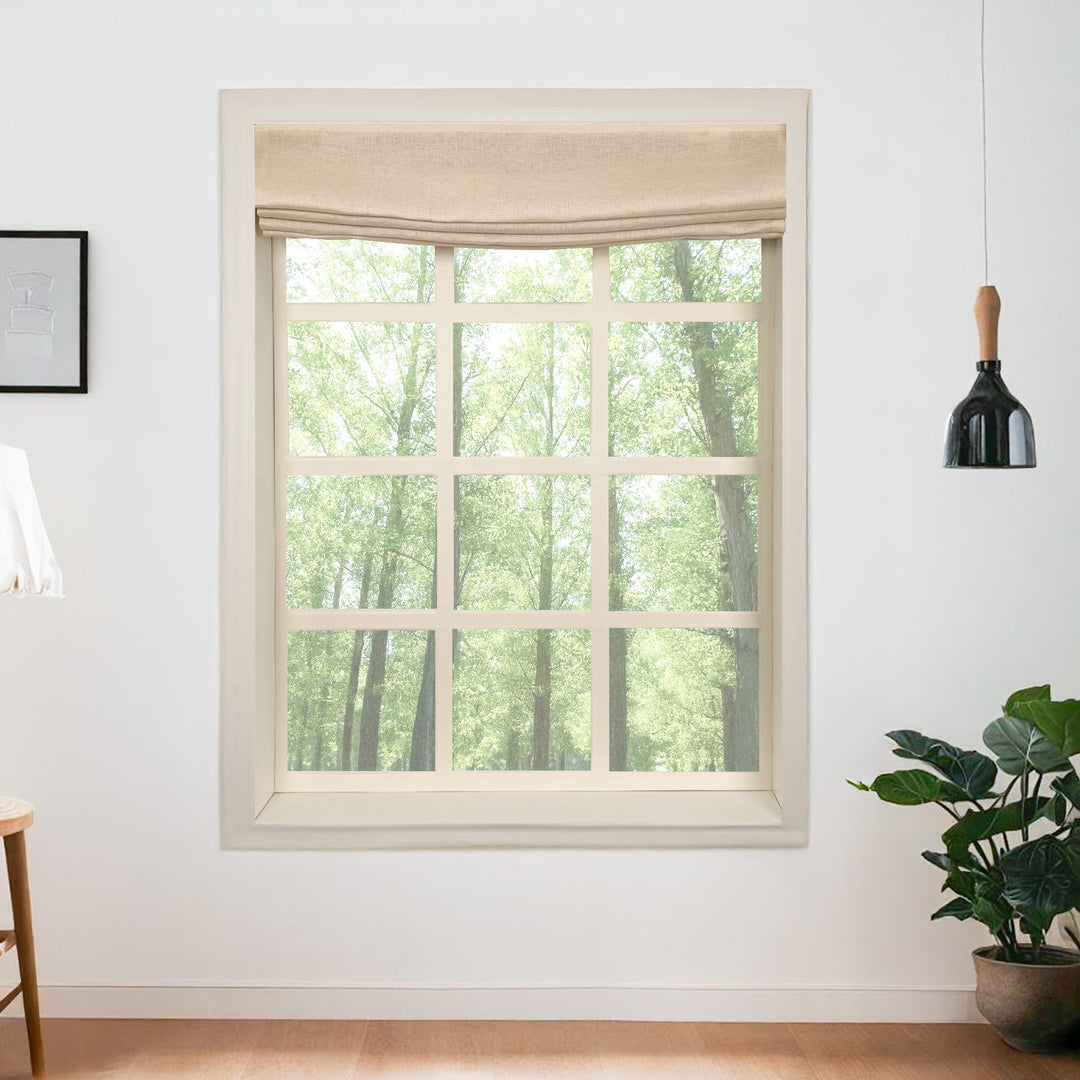 Belgian Flax Linen Roman Shades & Blinds | Flat Fold