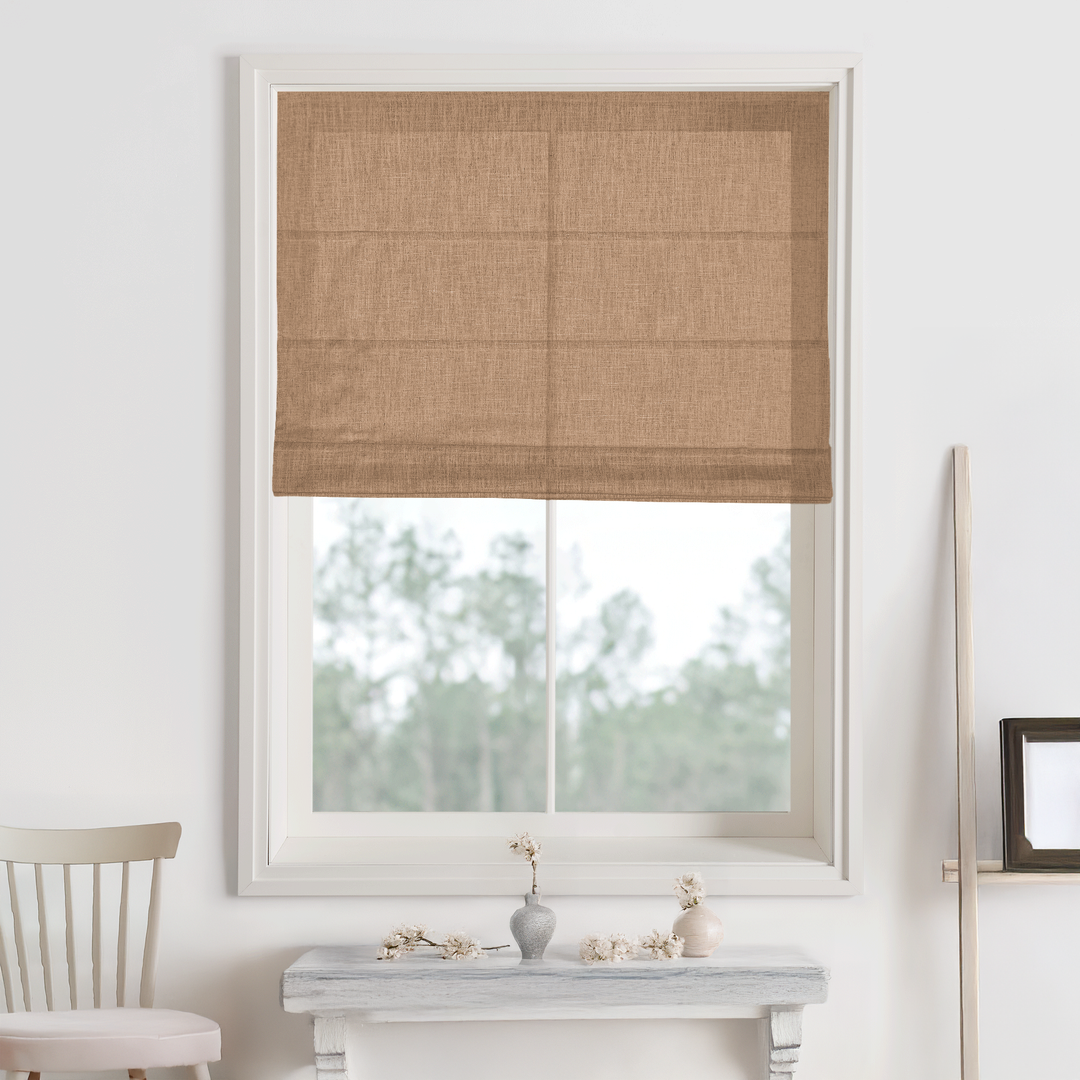 Kelly Linen Blackout Roman Shades & Blinds | Fold