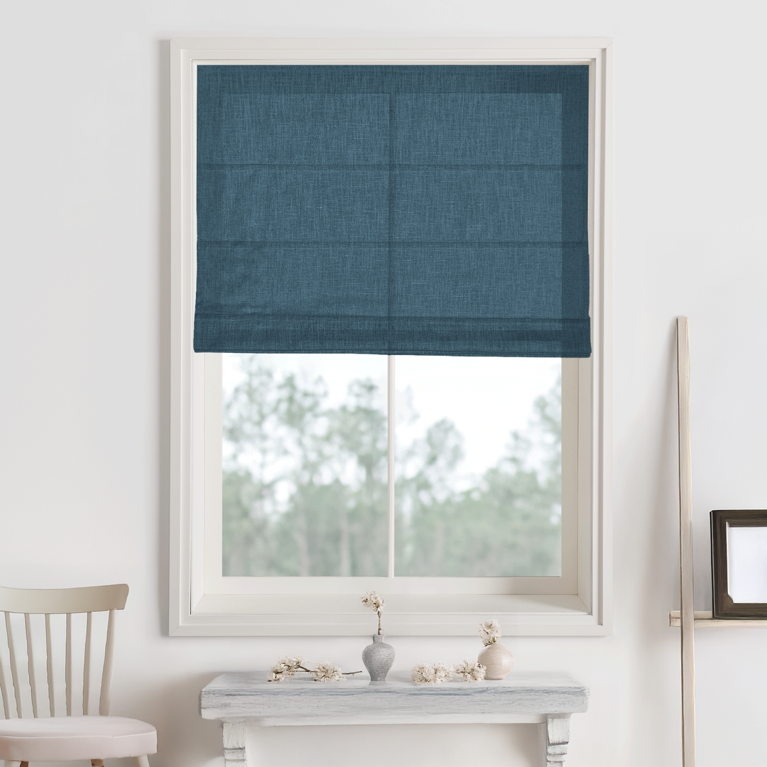 Kelly Linen Blackout Roman Shades & Blinds | Fold