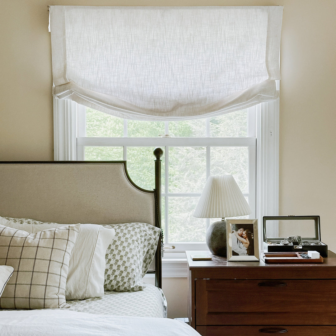 Lily Linen Flame Retardant Roman Shades & Blinds | Relaxed