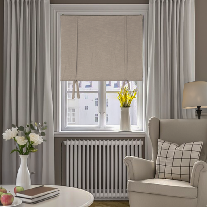 Lily Linen Roman Shades & Blinds | Tie