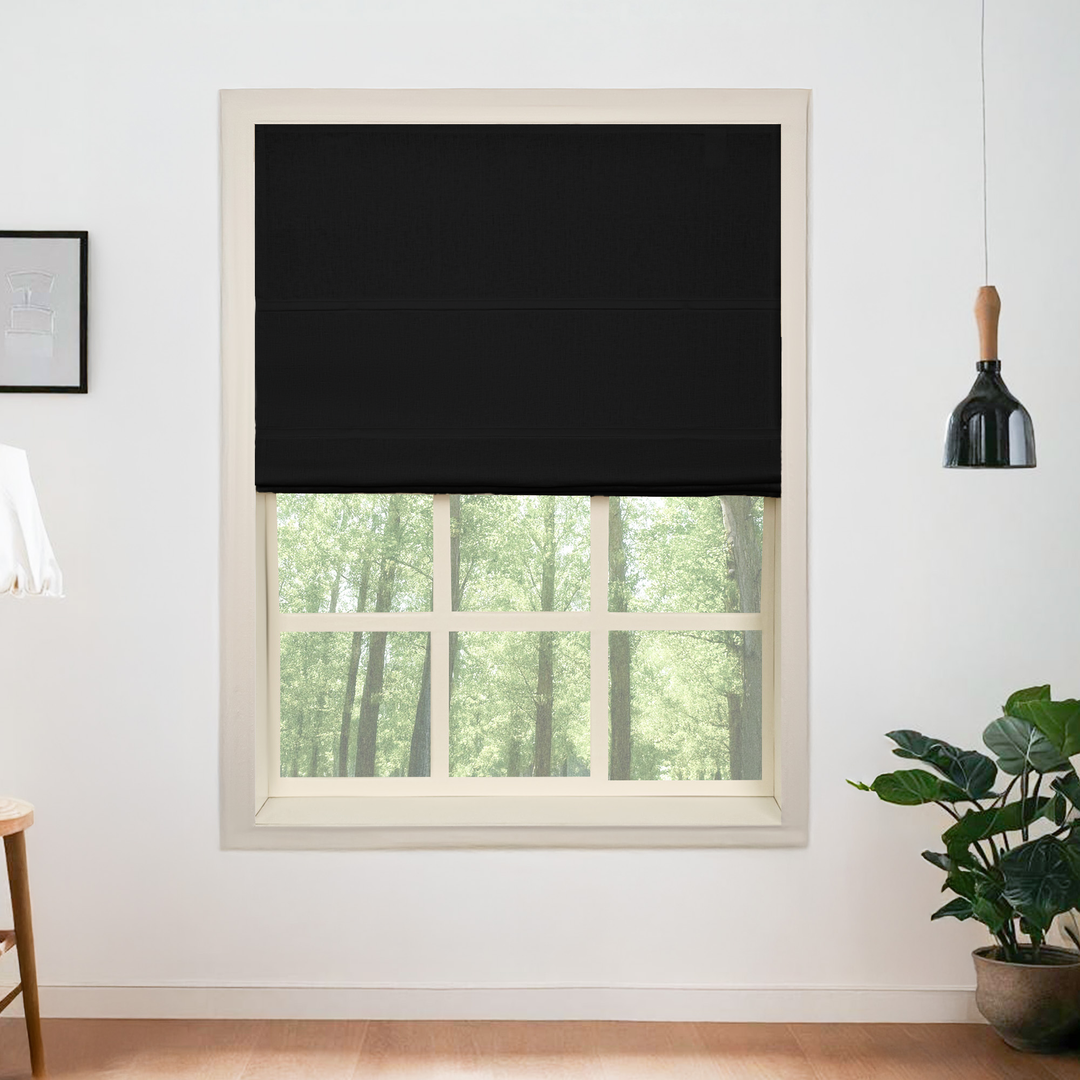 Belgian Flax Linen Blackout Roman Shades & Blinds | Fold