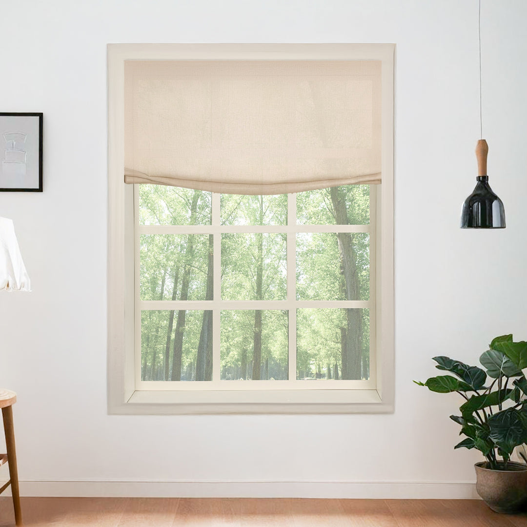 Belgian Flax Linen Roman Shades & Blinds | Relaxed