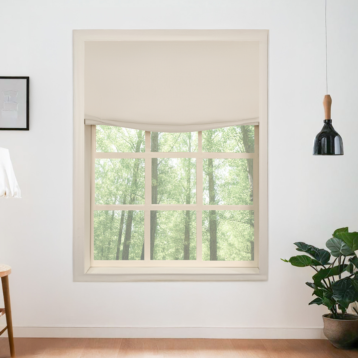 Belgian Flax Linen Roman Shades & Blinds | Relaxed
