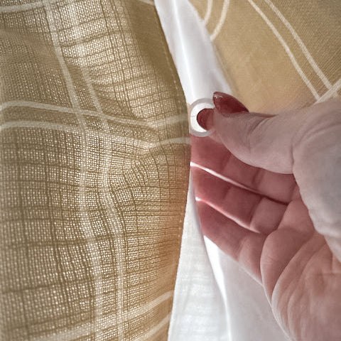 Vivienne Plaid Striped Linen Roman Shades & Blinds for French Door