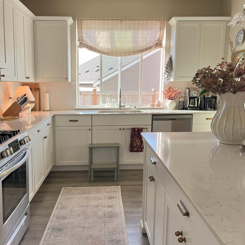 Vivienne Plaid Striped Linen Roman Shades & Blinds