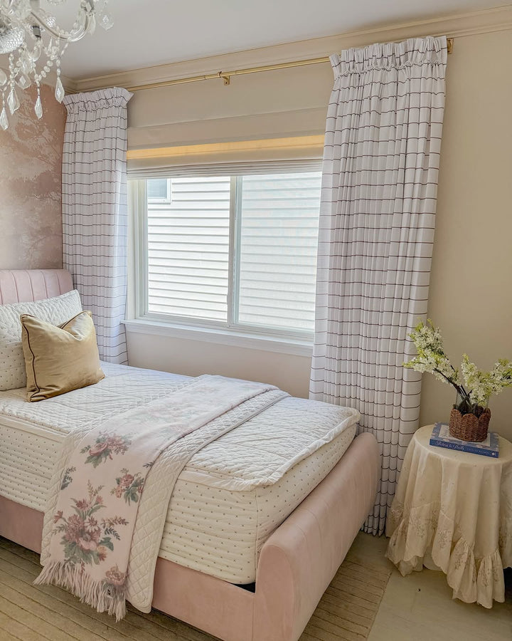 Vivienne Plaid Stripes Linen Curtains & Drapes French Pleated