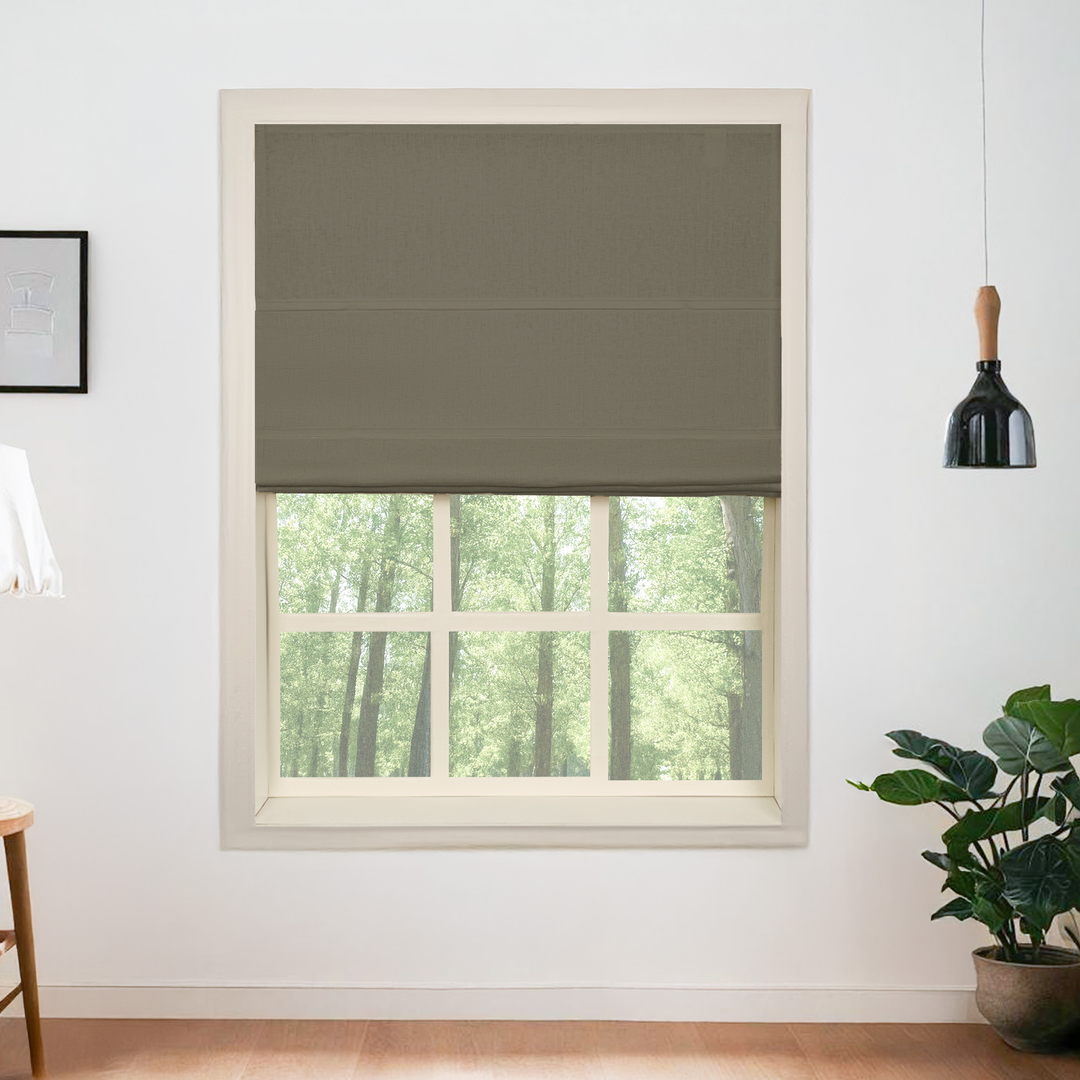 Belgian Flax Linen Blackout Roman Shades & Blinds | Fold