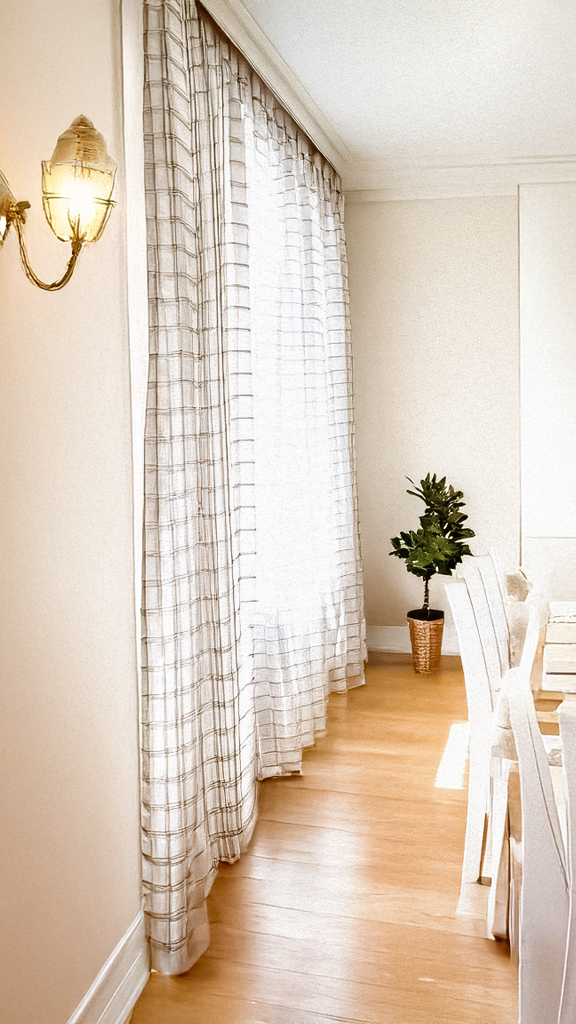 Vivienne Plaid Stripes Linen Curtains & Drapes Pleated