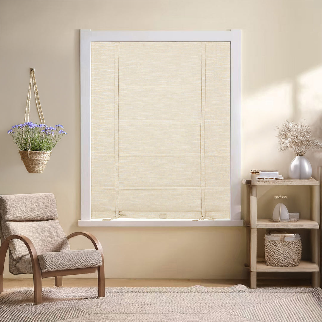 Jenna Linen Roman Shades & Blinds | Tie