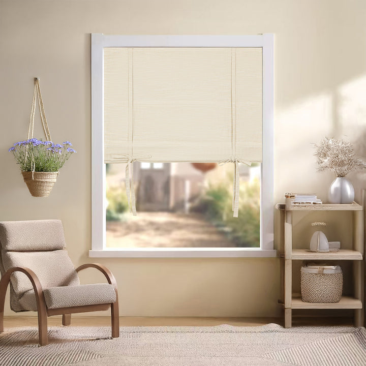 Jenna Linen Roman Shades & Blinds | Tie