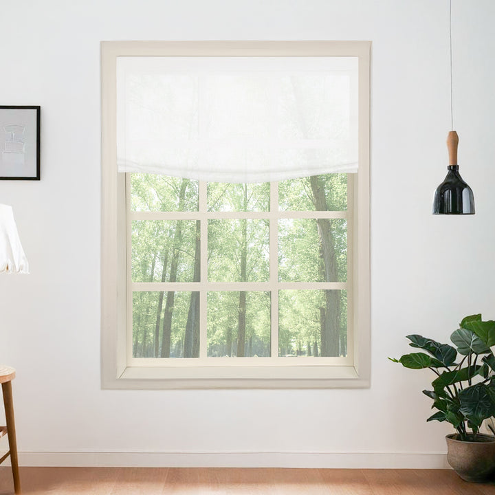 Belgian Flax Linen Roman Shades & Blinds | Relaxed