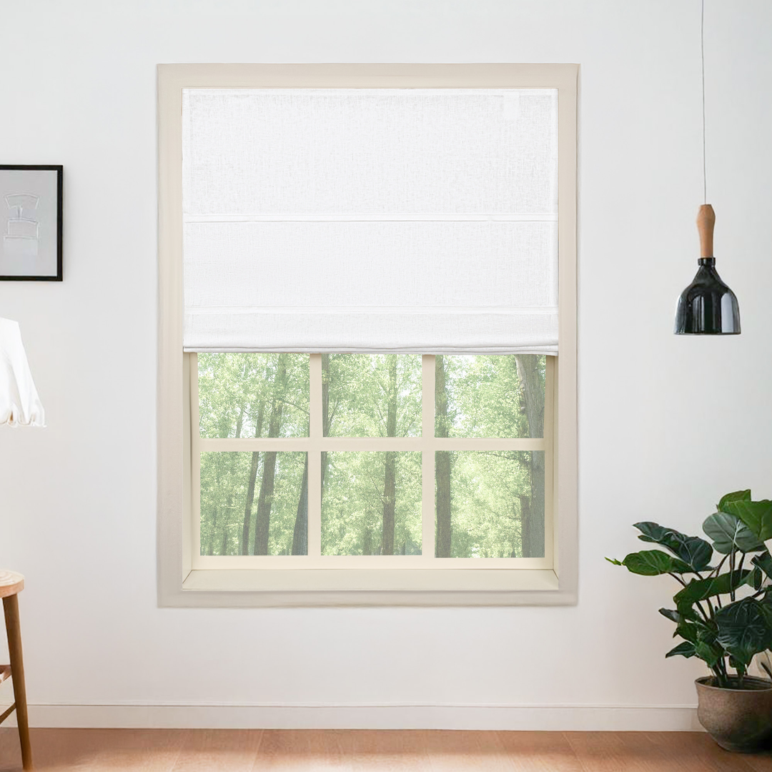 Belgian Flax Linen Blackout Roman Shades & Blinds | Fold